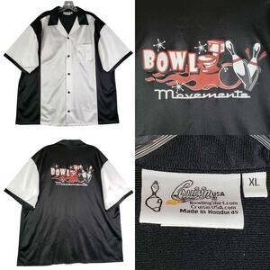Cruisin USA Bowling Shirt Mens XL Button Up Collar Black Toilet Bowl Humor